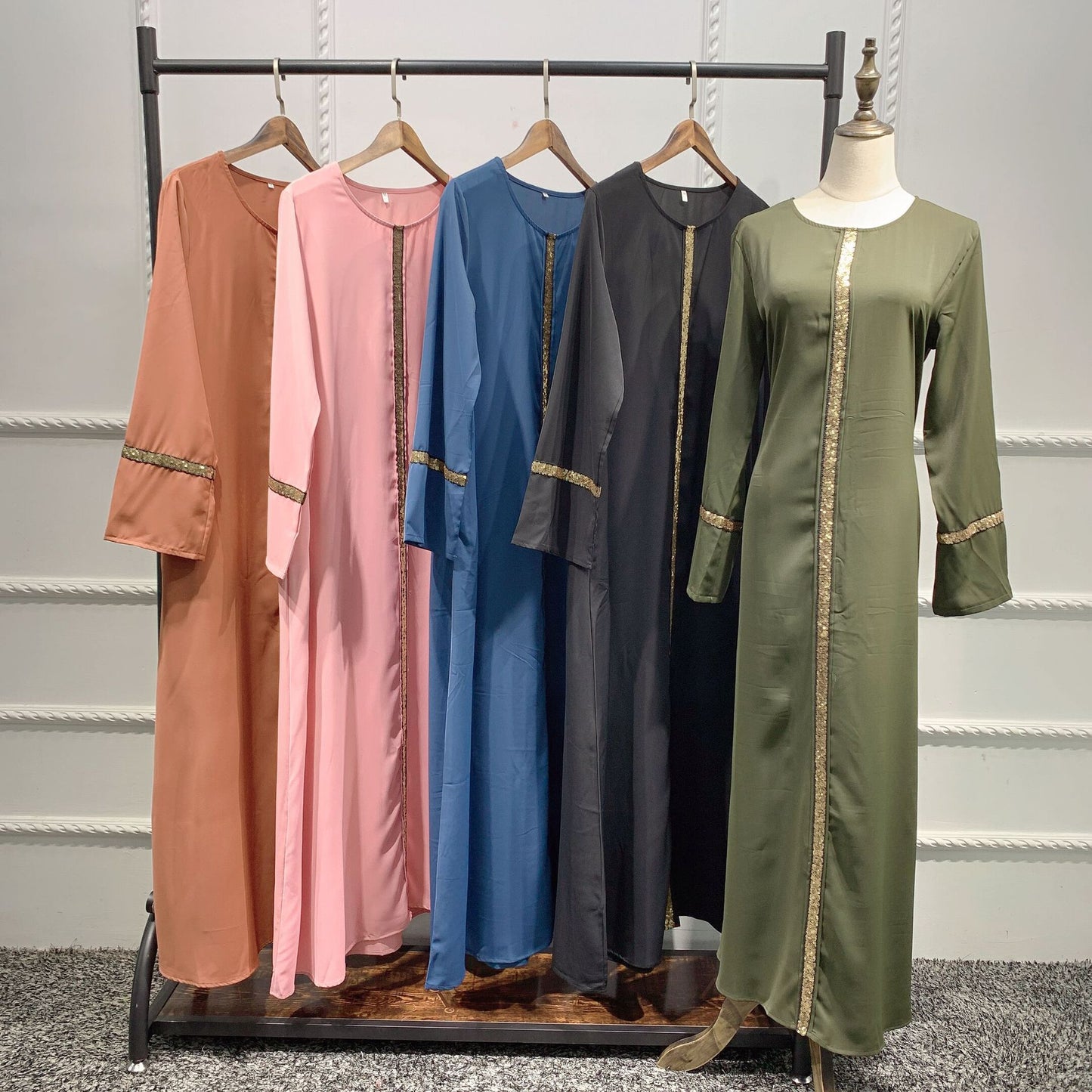 Loose Abaya with Gold-Trimmed Edges