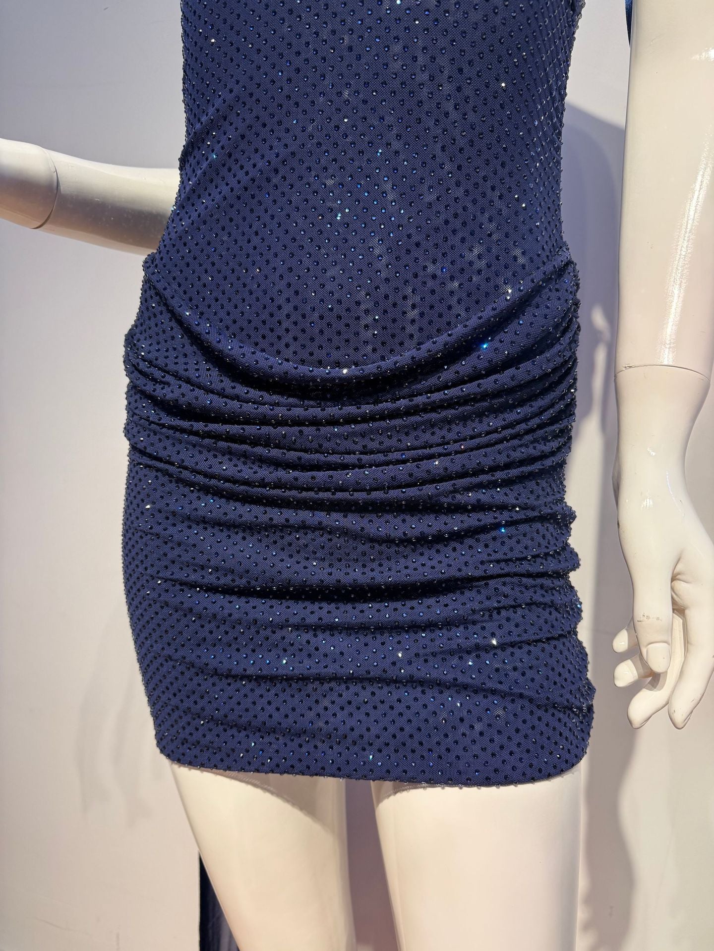 Mattea Rhinestone Mini Dress With Scarf