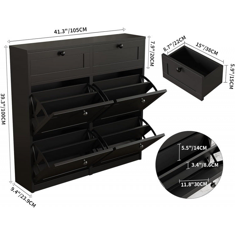 VOWNER 4 Flip Drawers Shoe Cabinet