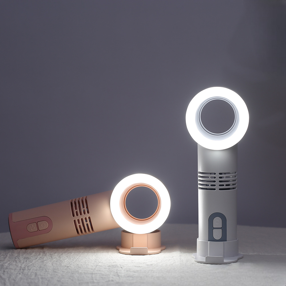 USB Portable 3 Speed Bladeless Handheld Fan with LED Light