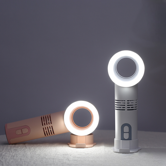 USB Portable 3 Speed Bladeless Handheld Fan with LED Light
