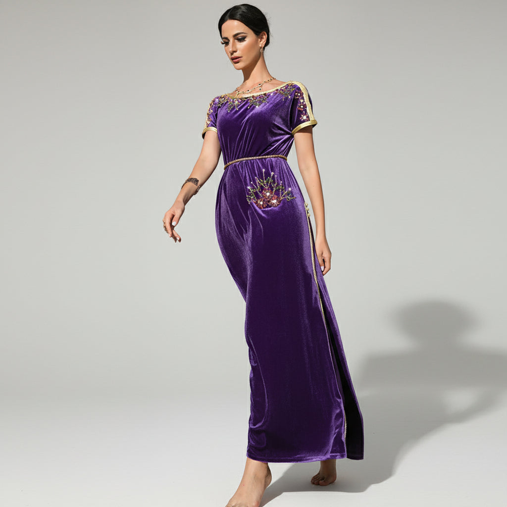 High Side-Slit Embroidered Abaya