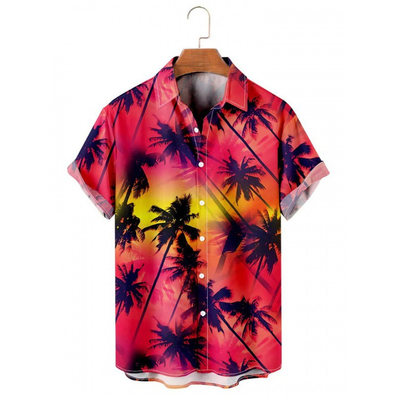 Hawaiian Tropical Print Short Sleeved Shirt for Men, S-5XL