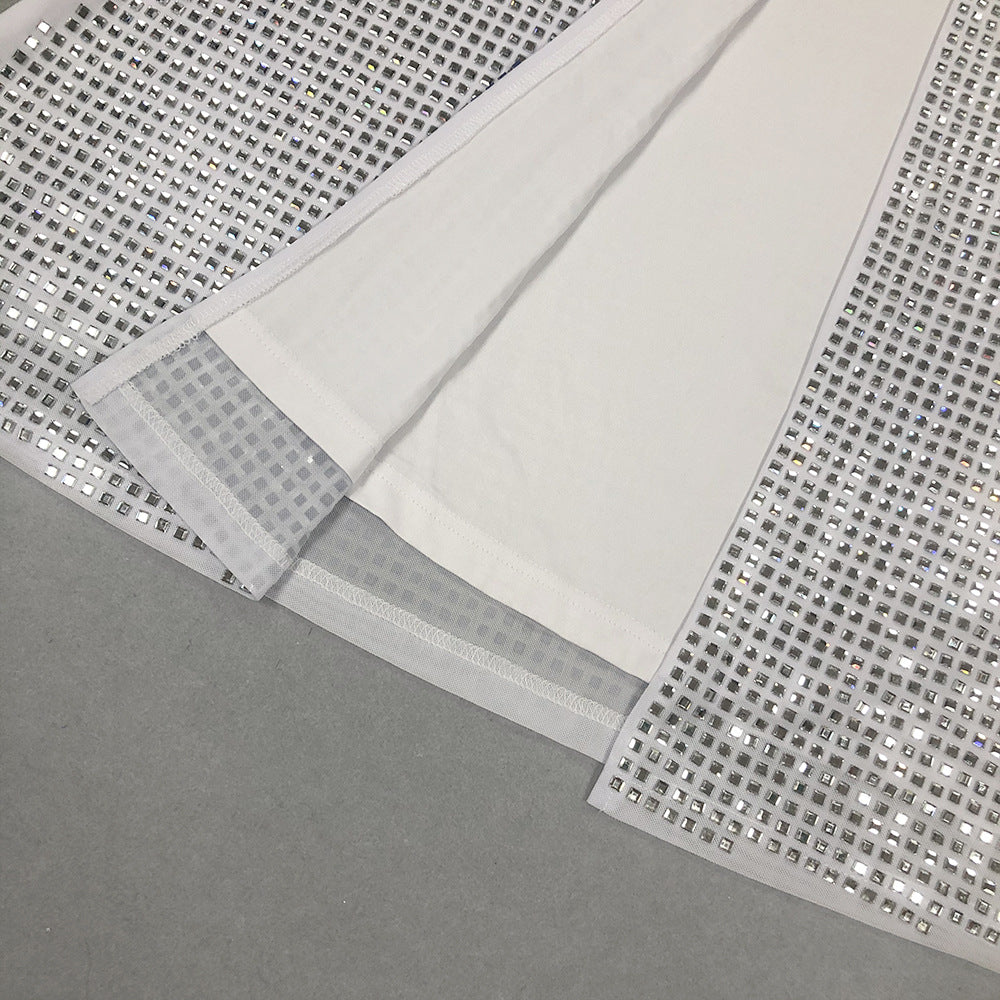 Sequined Front Slit Open Back Maxi Dress