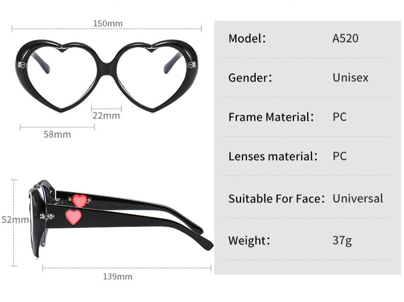 Cat-Eye Heart Shaped Clear Lens Glasses