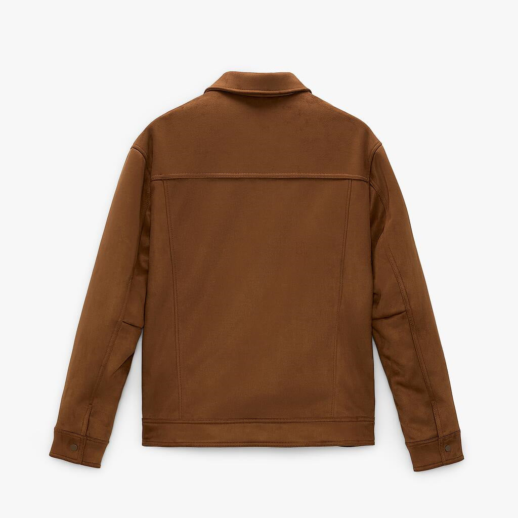 Men's Faux Suede Loose-Fit Leather Jacket