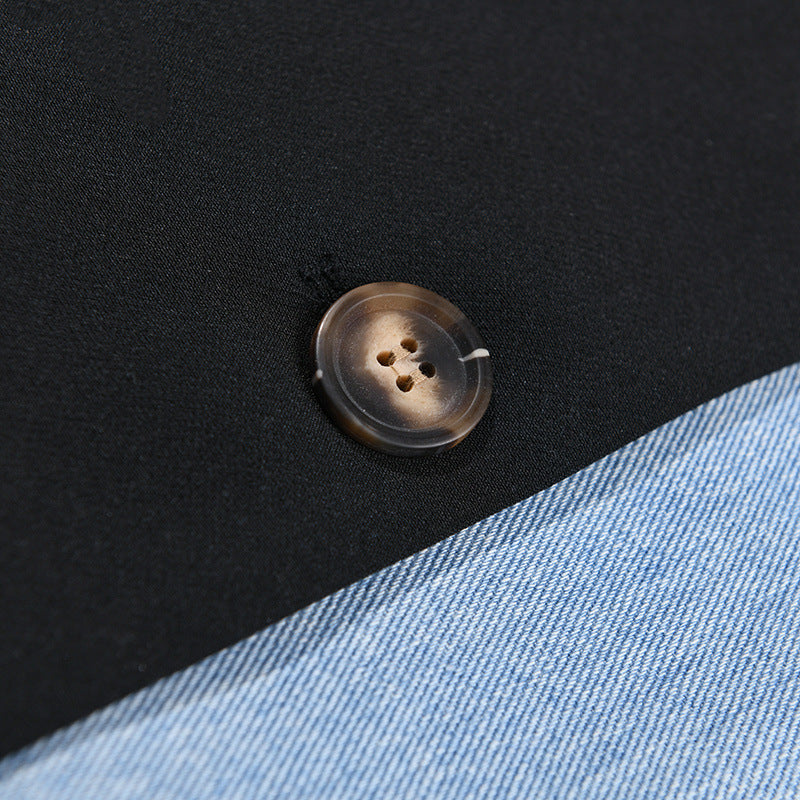 Irregular Denim Patchwork Blazer