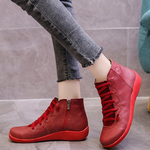 Women's Flat Leather Ankle Boots