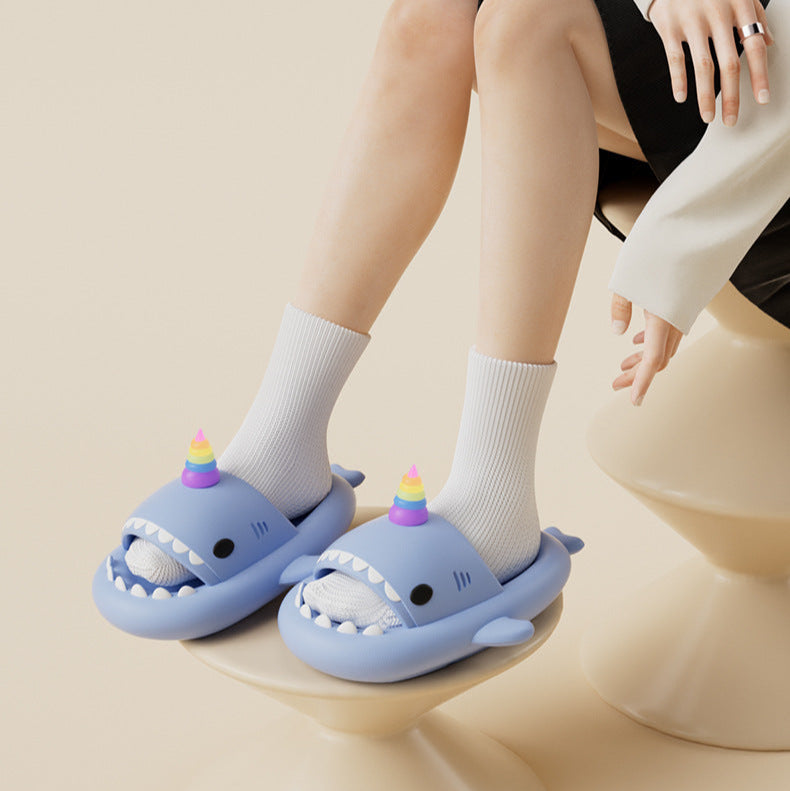 Glow-In-The-Dark Unicorn Shark Slides for Women