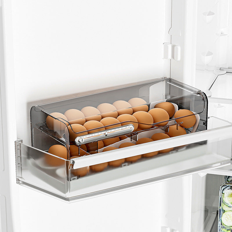 2-Layer Egg Rolling Dispenser Storage Box with Time Scale