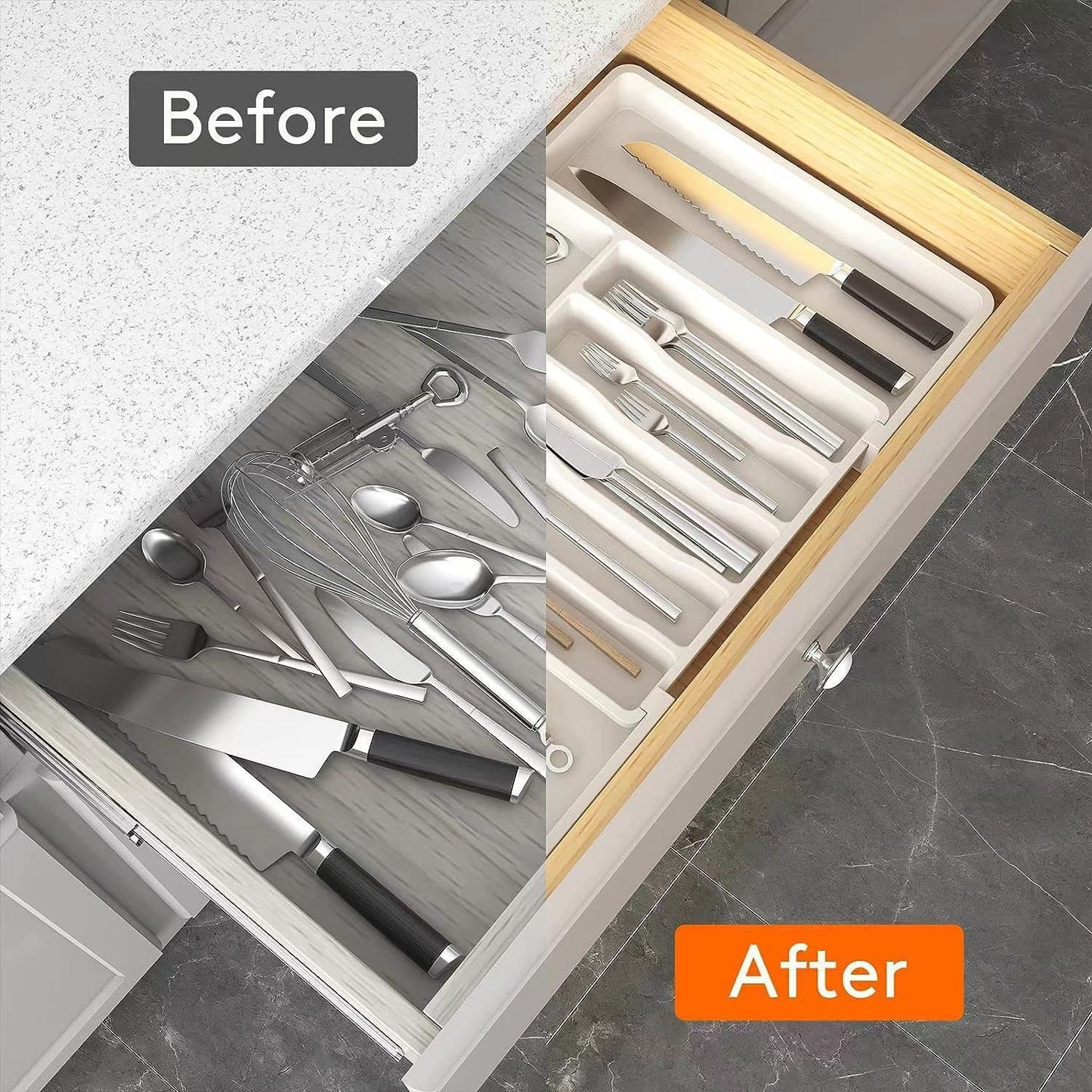 Expandable Utensil Tray, Silverware Drawer Organizer