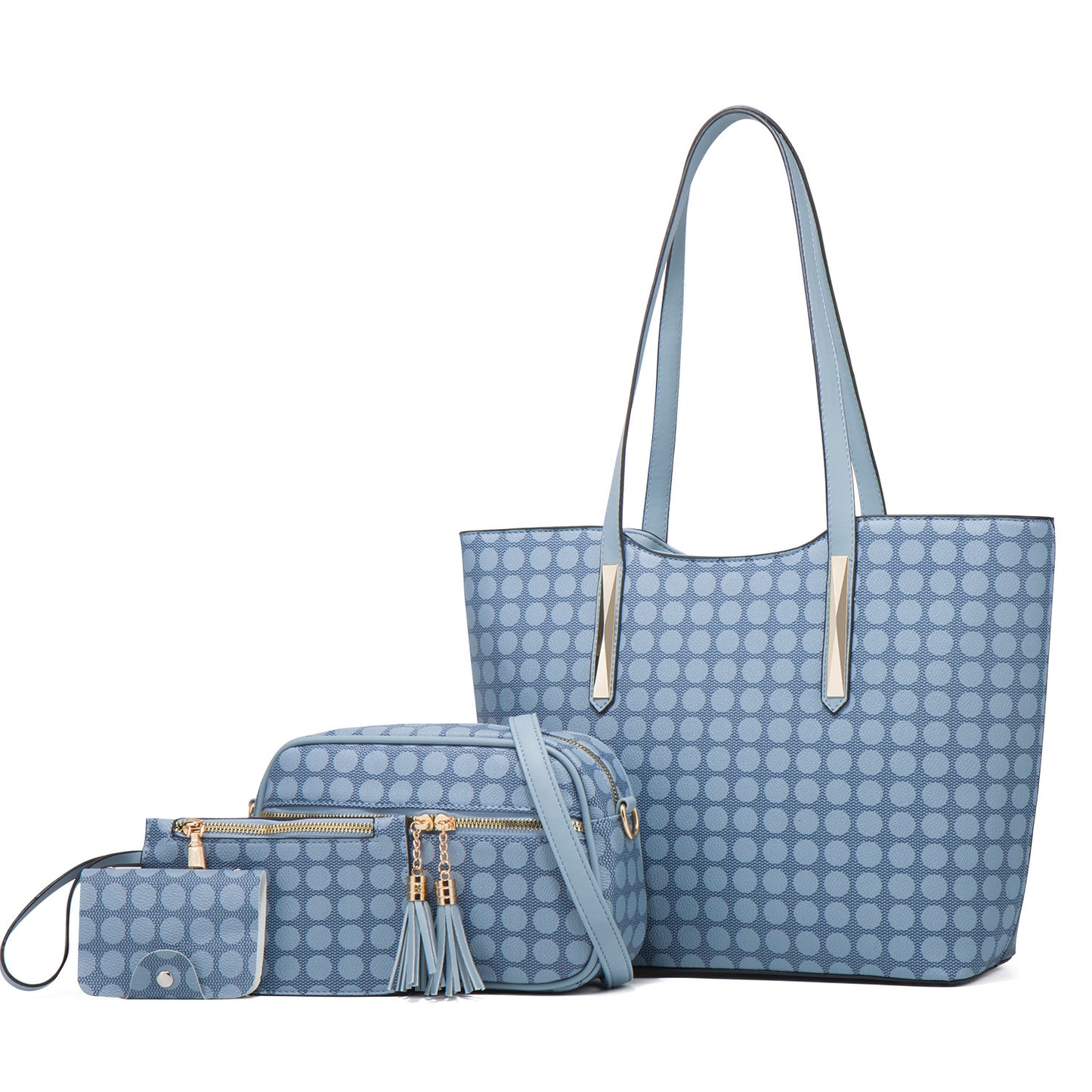 4-Piece Polka PU Leather Handbag Set