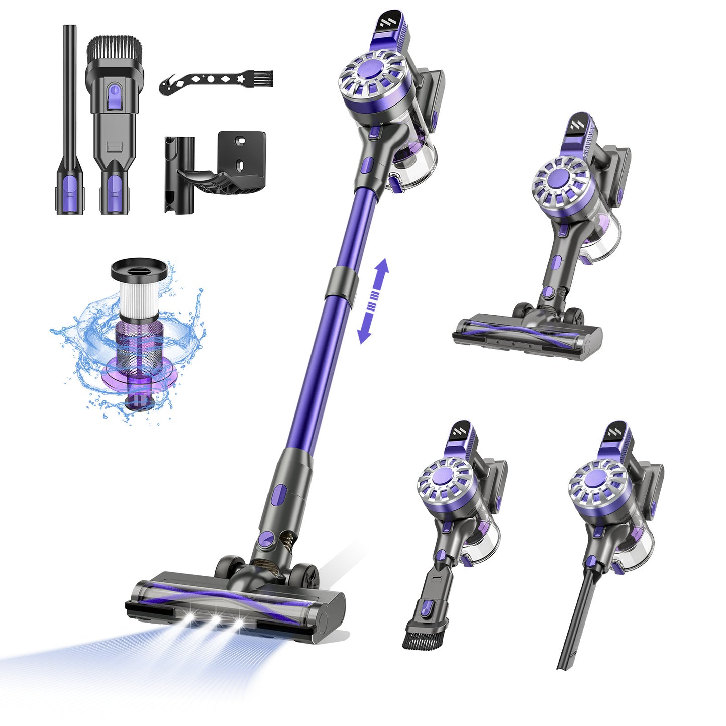12kPa High-Suction Teendow V07 Cordless Stick Vacuum Cleaner with LED light, 2-Level Speed, Up to 35min Runtime