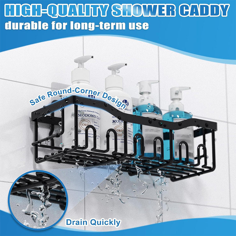 5-Piece Set Stainless Steele Adhesive Shower Basket, Bathroom/Kitchen Organizer, Holds up to 18Kg/40Lbs