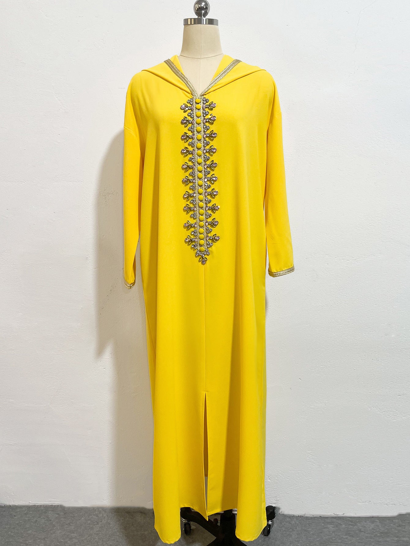 Beaded Hooded Moroccan Djellaba Robe