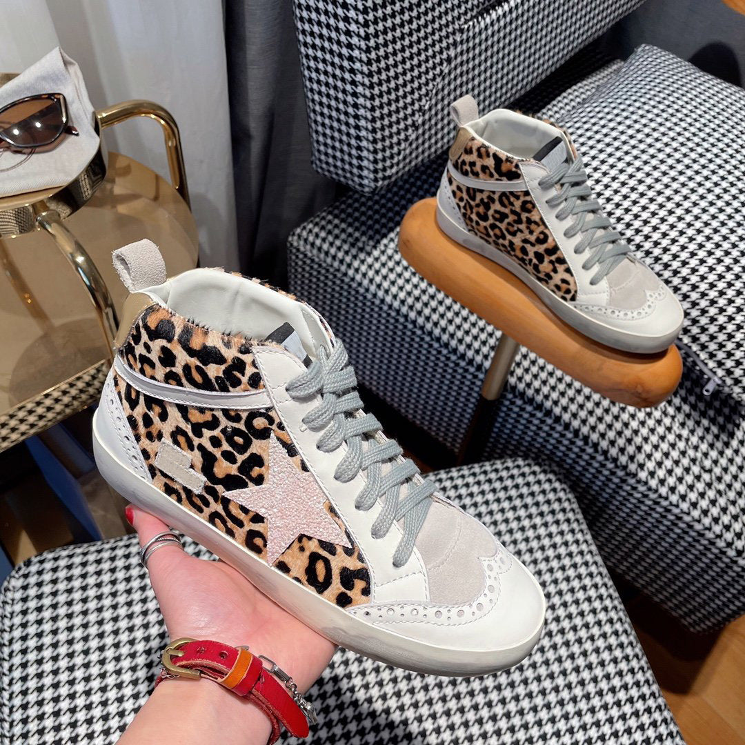 Women's Golden Goose Mid-Star Glitter Sneakers