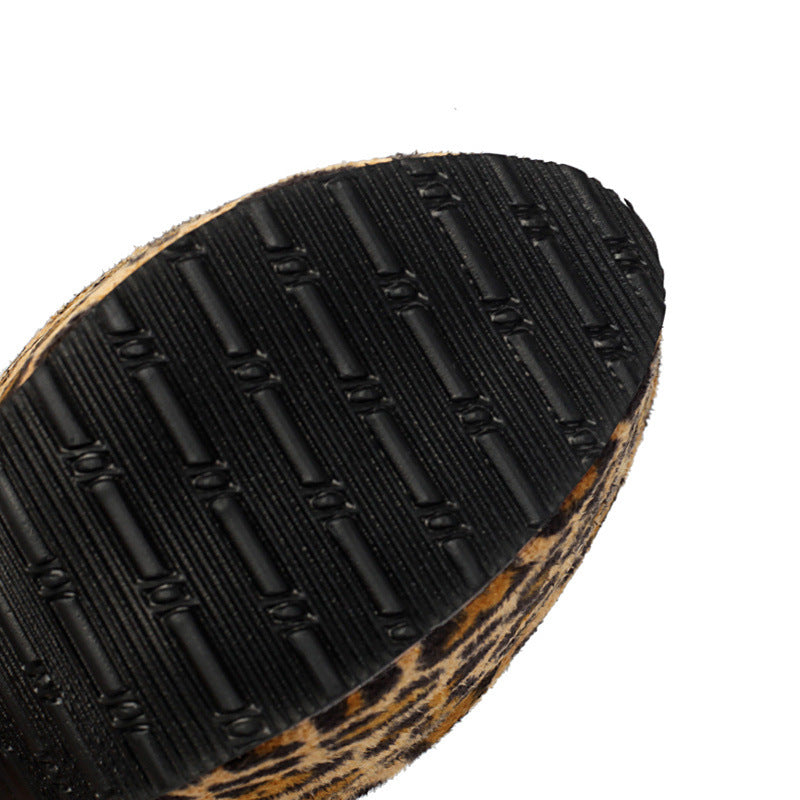 Leopard Platform Ankle Boots