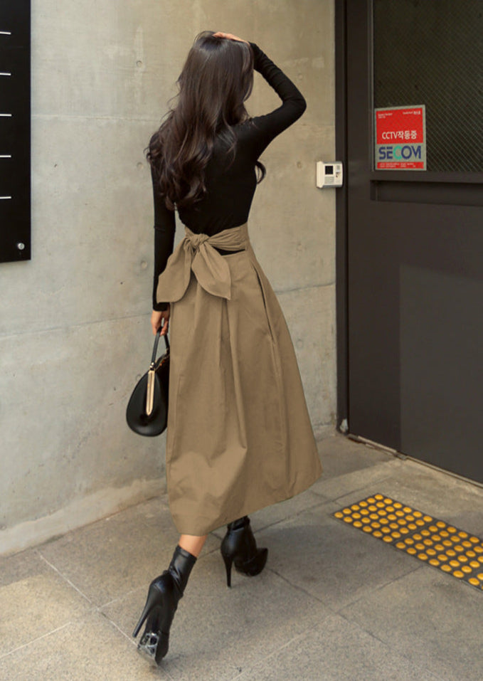 High-Waisted Big Swing Midi Skirt