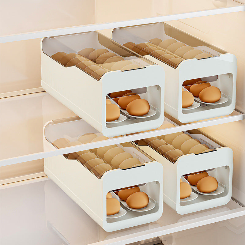 2-Layer Egg Rolling Dispenser Storage Box with Time Scale