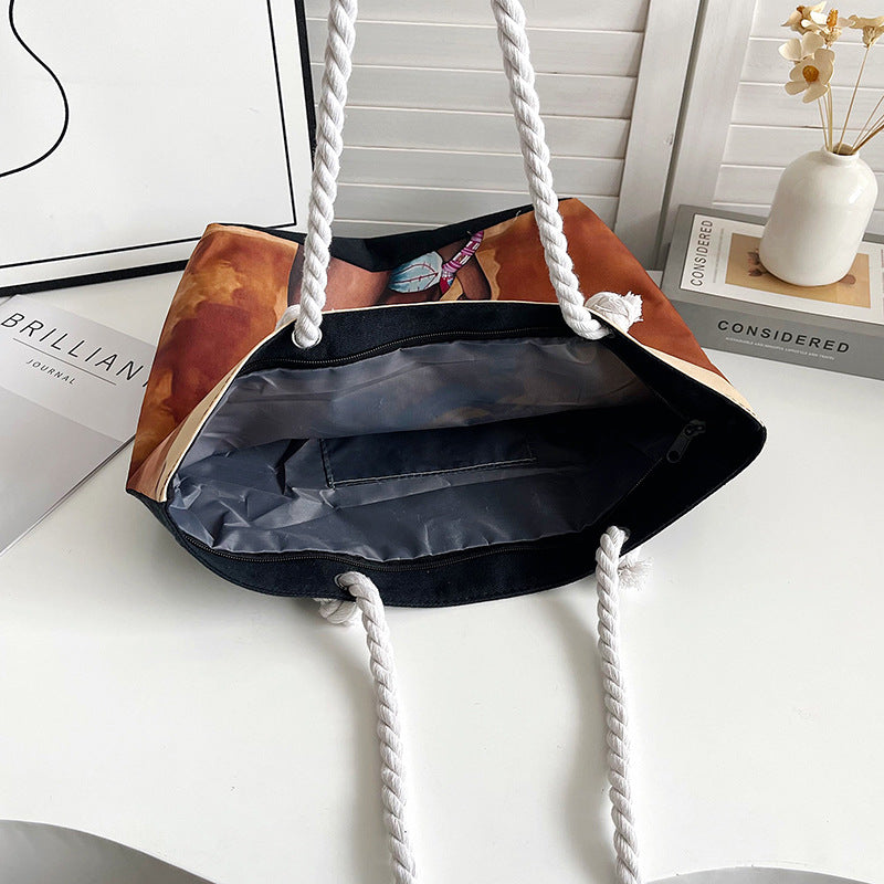 Large Capacity Canvas Graphic Tote Bag