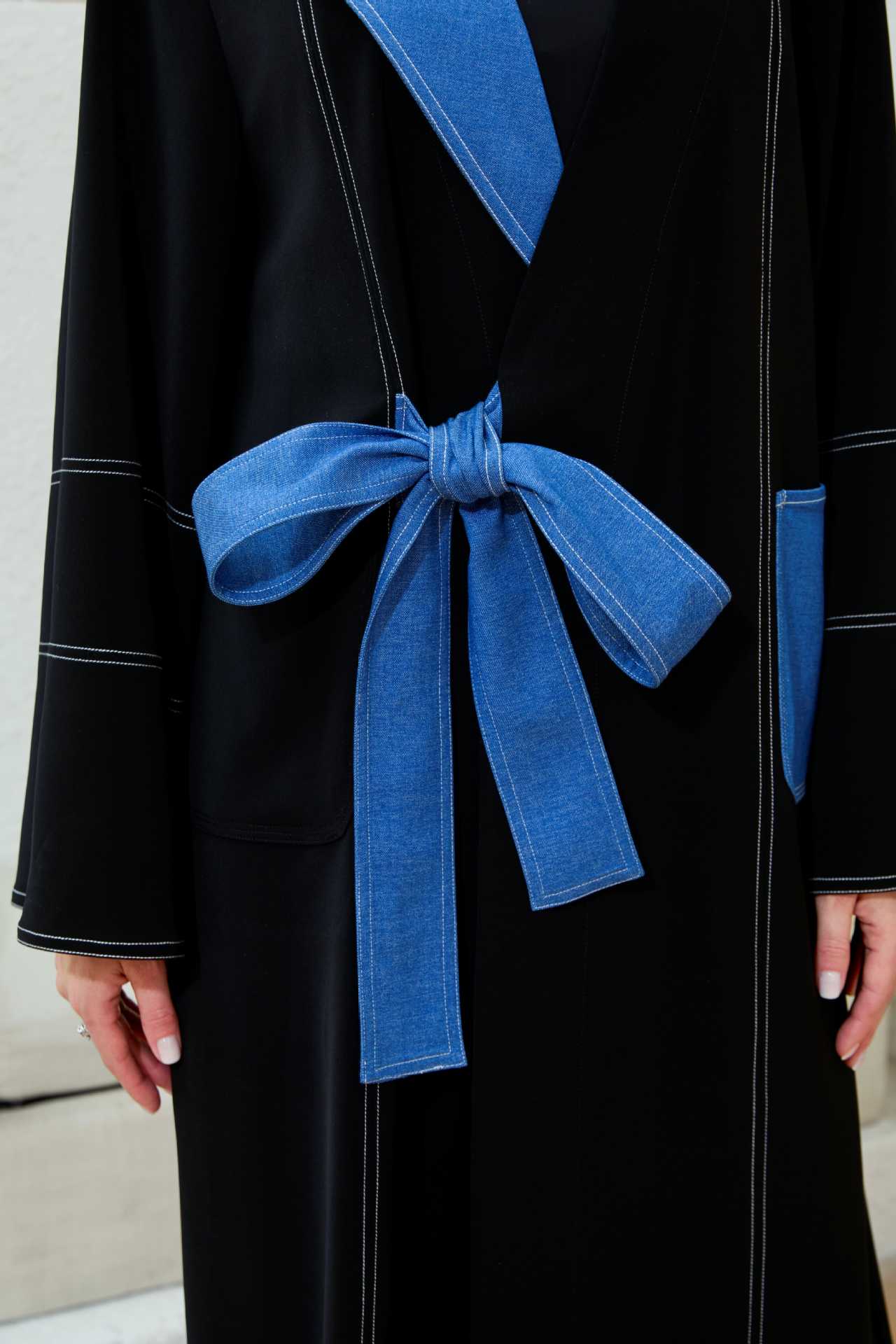 Tie-Waist Contrast Abaya