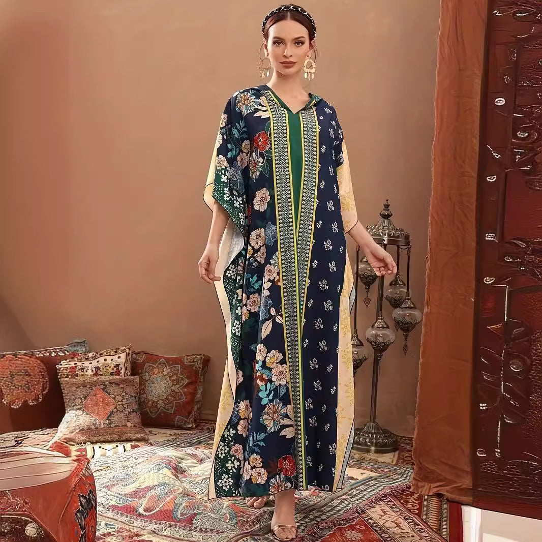 Floral Batwing Sleeved Maxi Dress