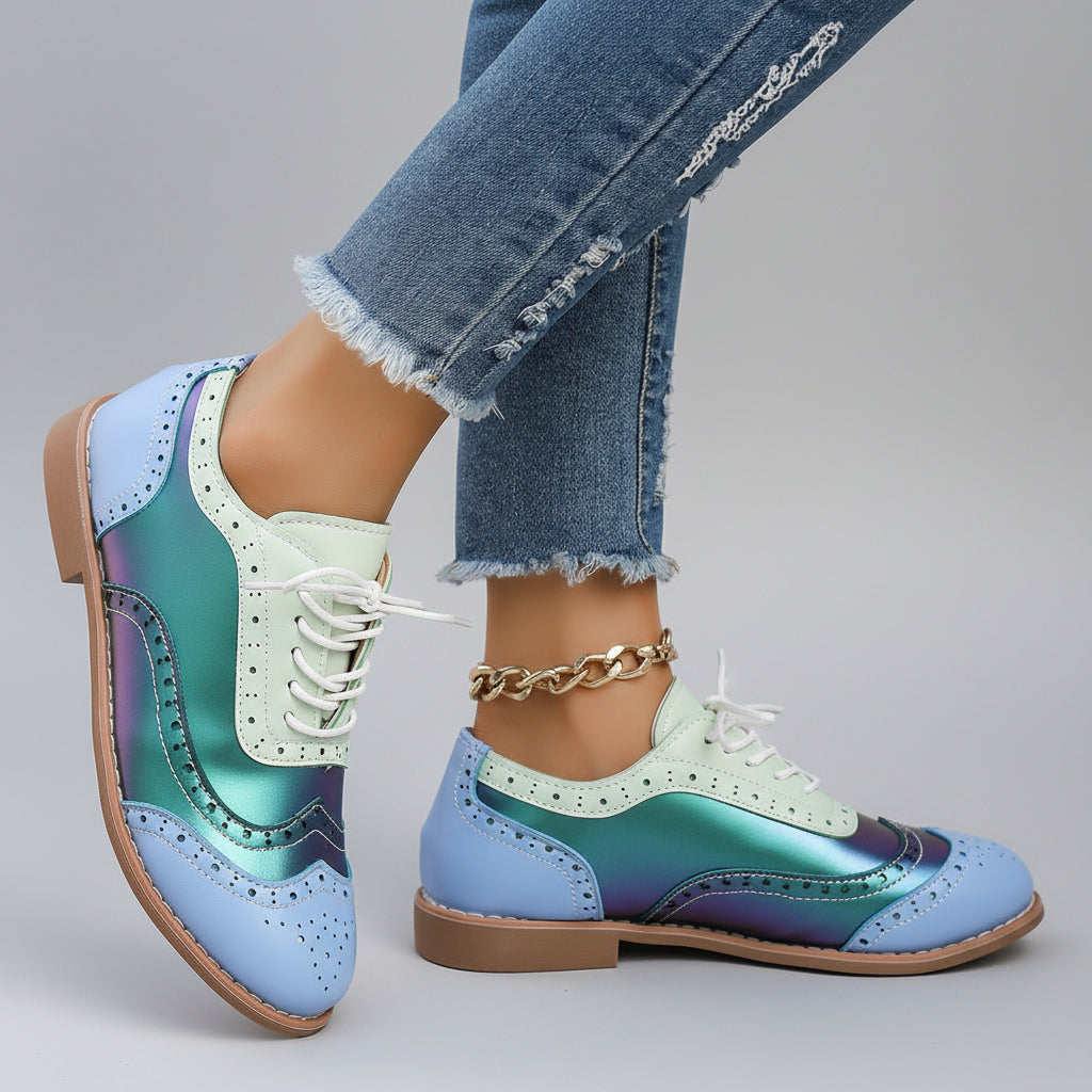 Women's Colorblock Wingtip Oxford Brogues