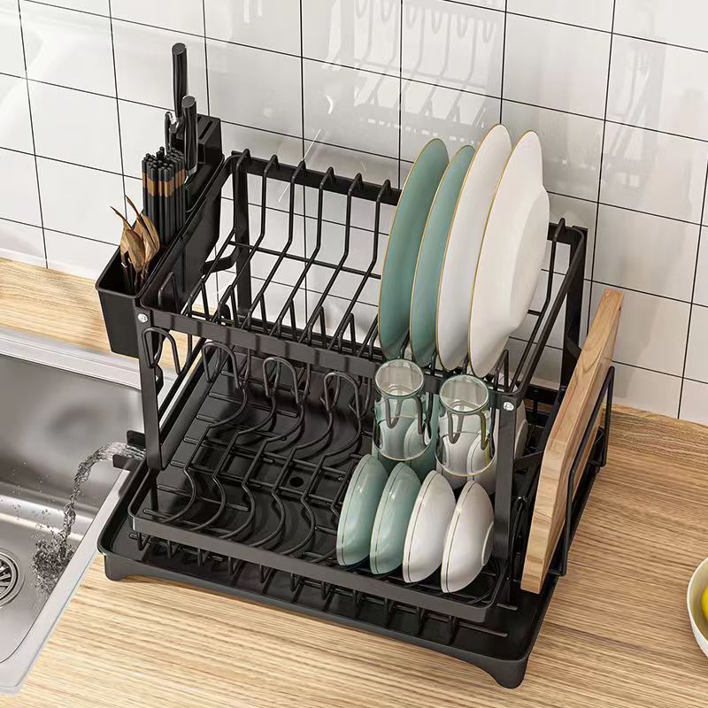 Stainless Steele Rust-Resistant Multi-Tier Dish Drying Rack with Drip Tray