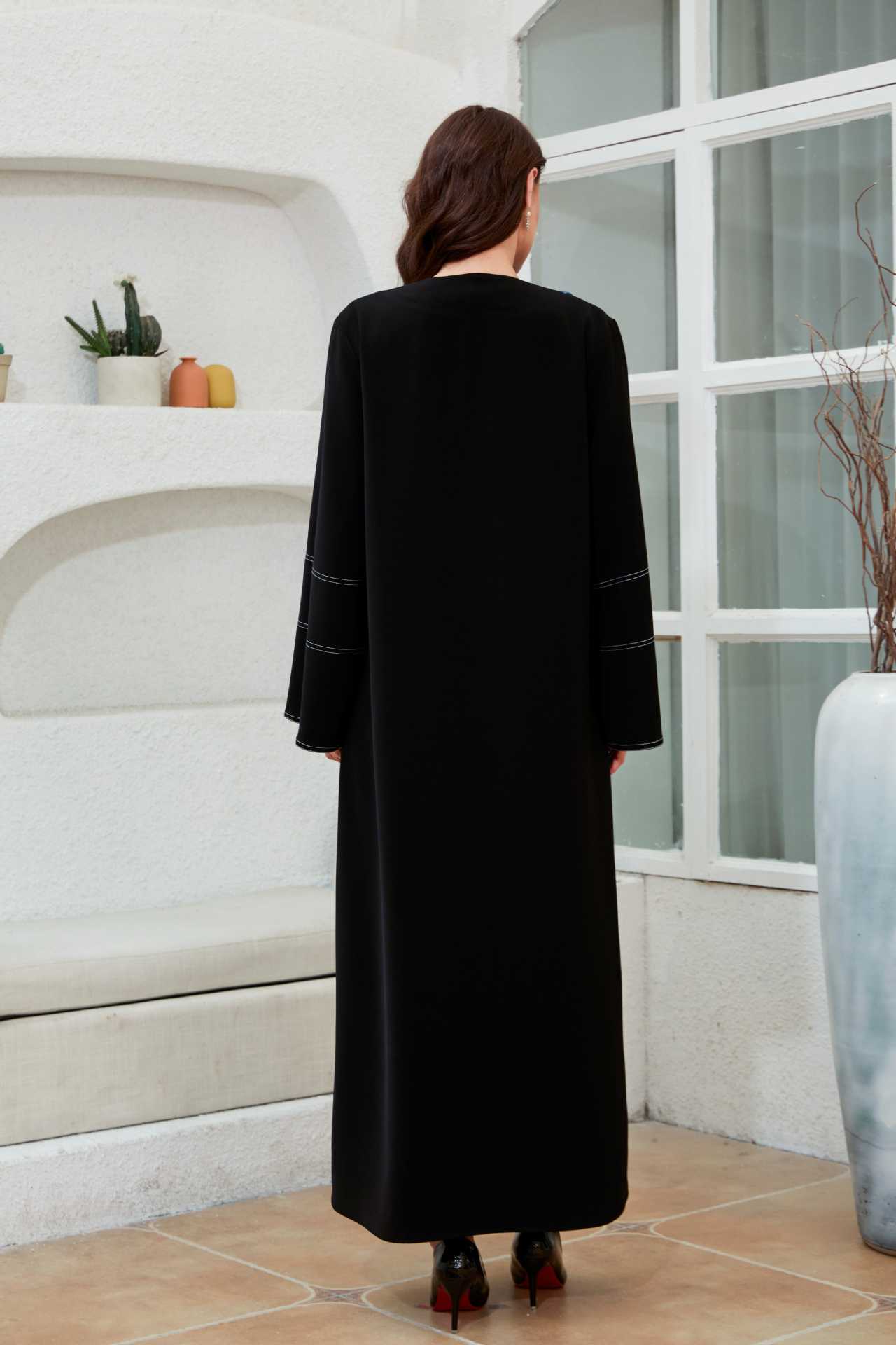Tie-Waist Contrast Abaya