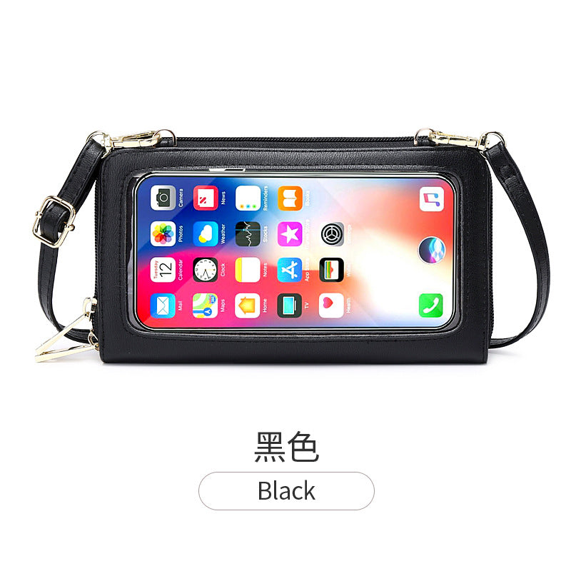 PU Leather Touch-Screen Crossbody Mobile Phone Purse with RFID Anti-theft