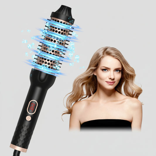 Heated Round Styling Brush, Hair Curler & Straightener with LCD Display