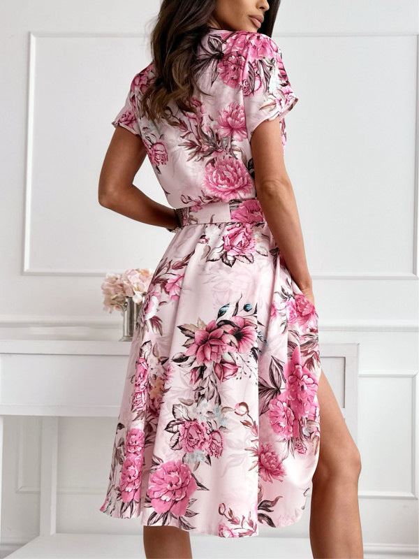 Floral Print V-neck Midi Dress