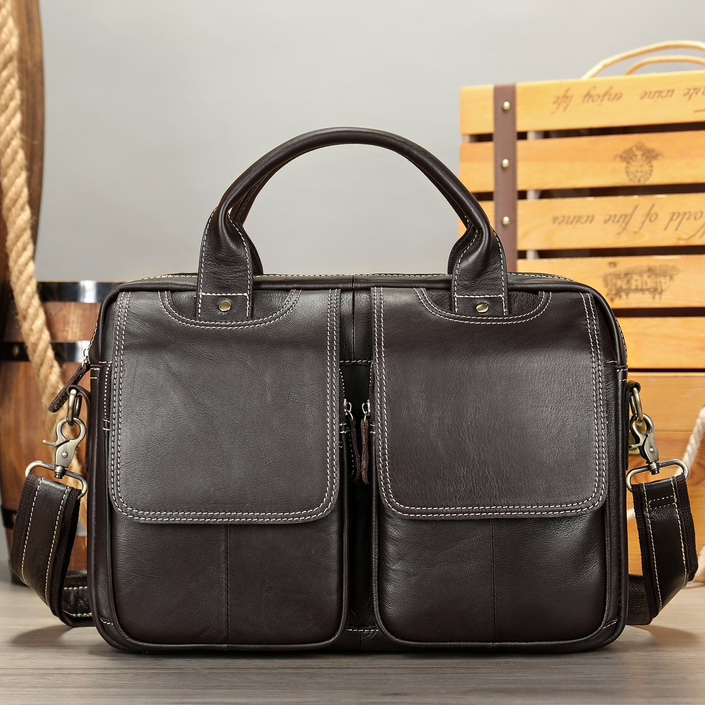 Genuine Leather Men's Business Briefcase