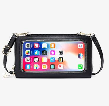 PU Leather Touch-Screen Crossbody Mobile Phone Purse with RFID Anti-theft