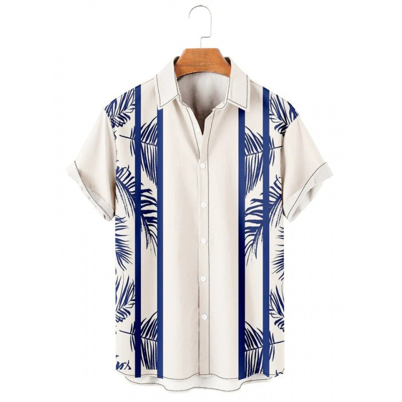 Hawaiian Tropical Print Short Sleeved Shirt for Men, S-5XL