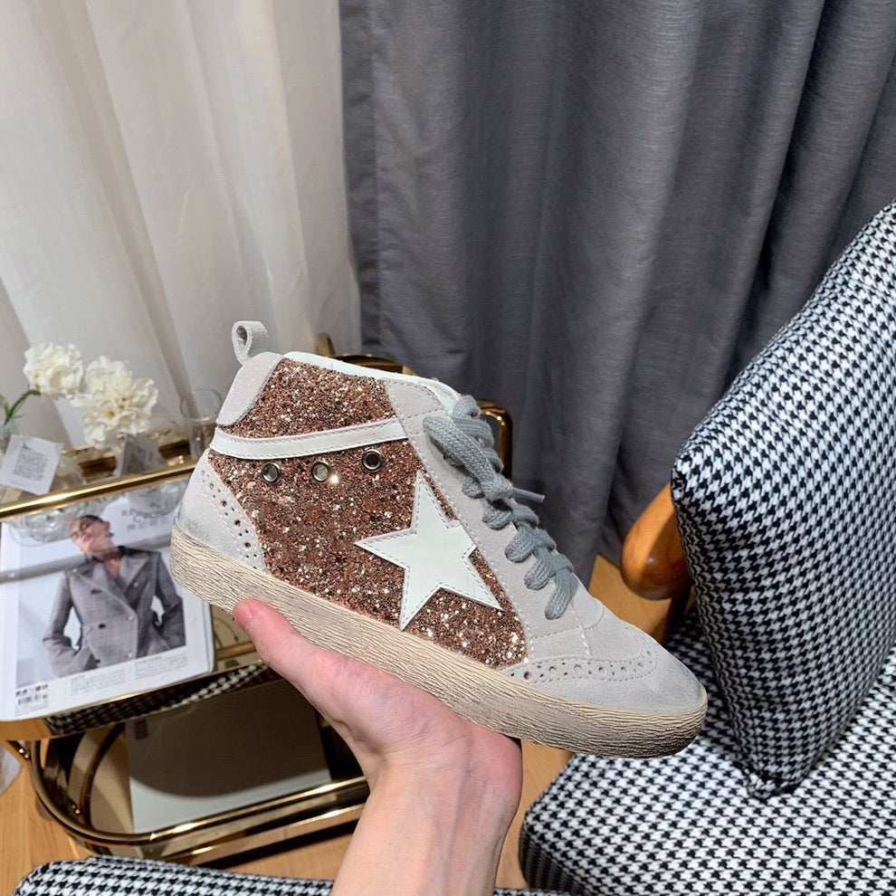 Women's Golden Goose Mid-Star Glitter Sneakers