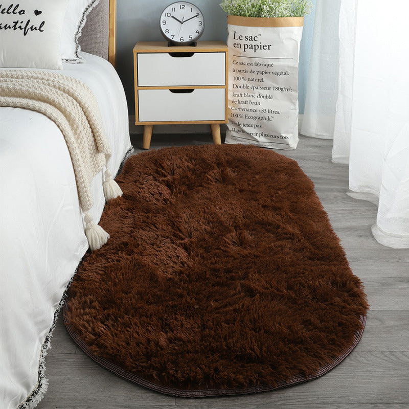 Oval Silk Wool Bedside Rug