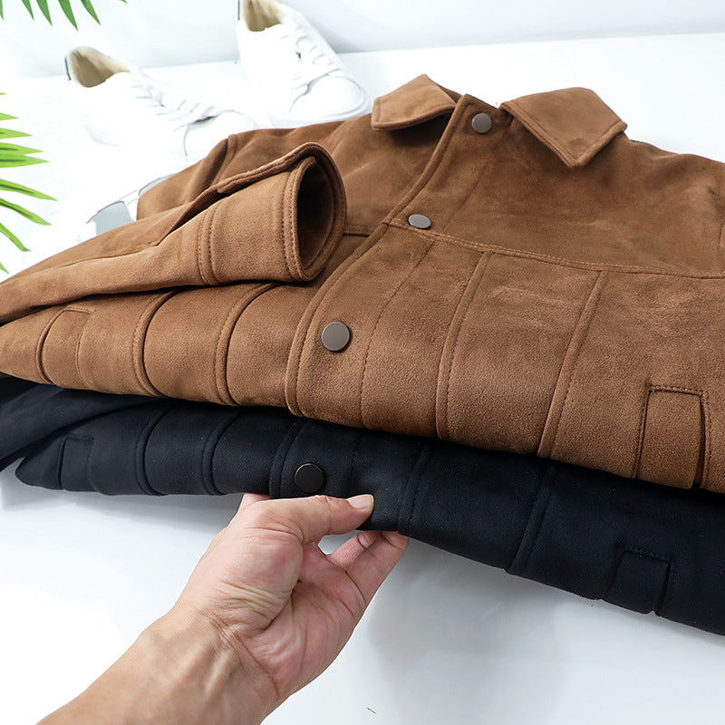 Men's Faux Suede Loose-Fit Leather Jacket