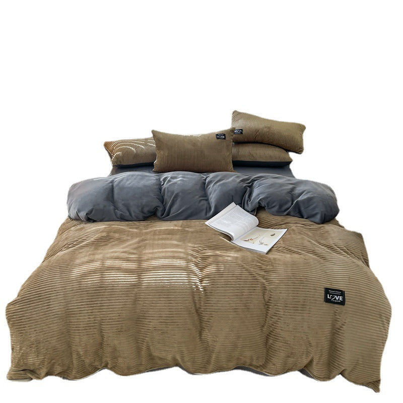 4-Piece Ribbed Velvet Bedding Set