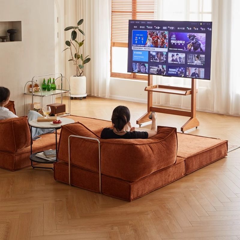 Corduroy Fabric Modular Sofa Bed, Convertible Folding Mattress & Floor Couch