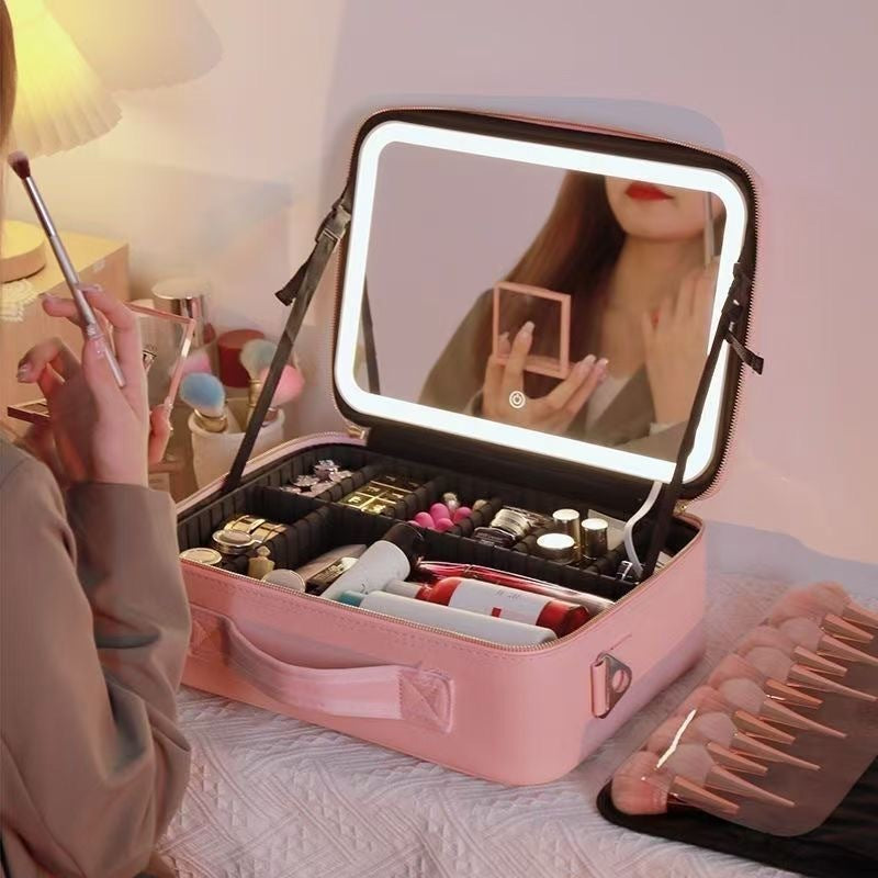 Waterproof Makeup Case with Detachable LED Mirror
