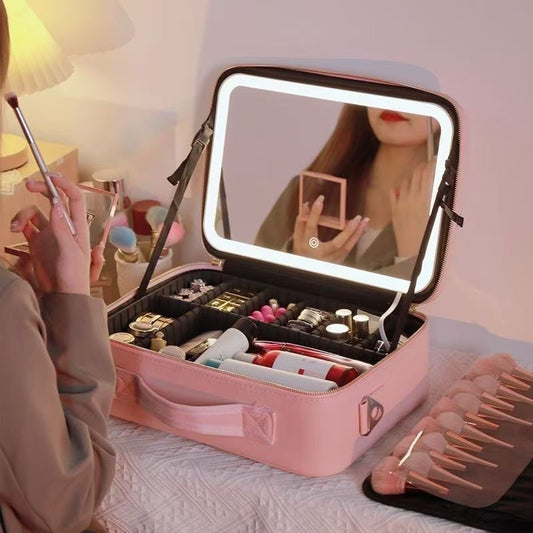 Waterproof Makeup Case with Detachable LED Mirror