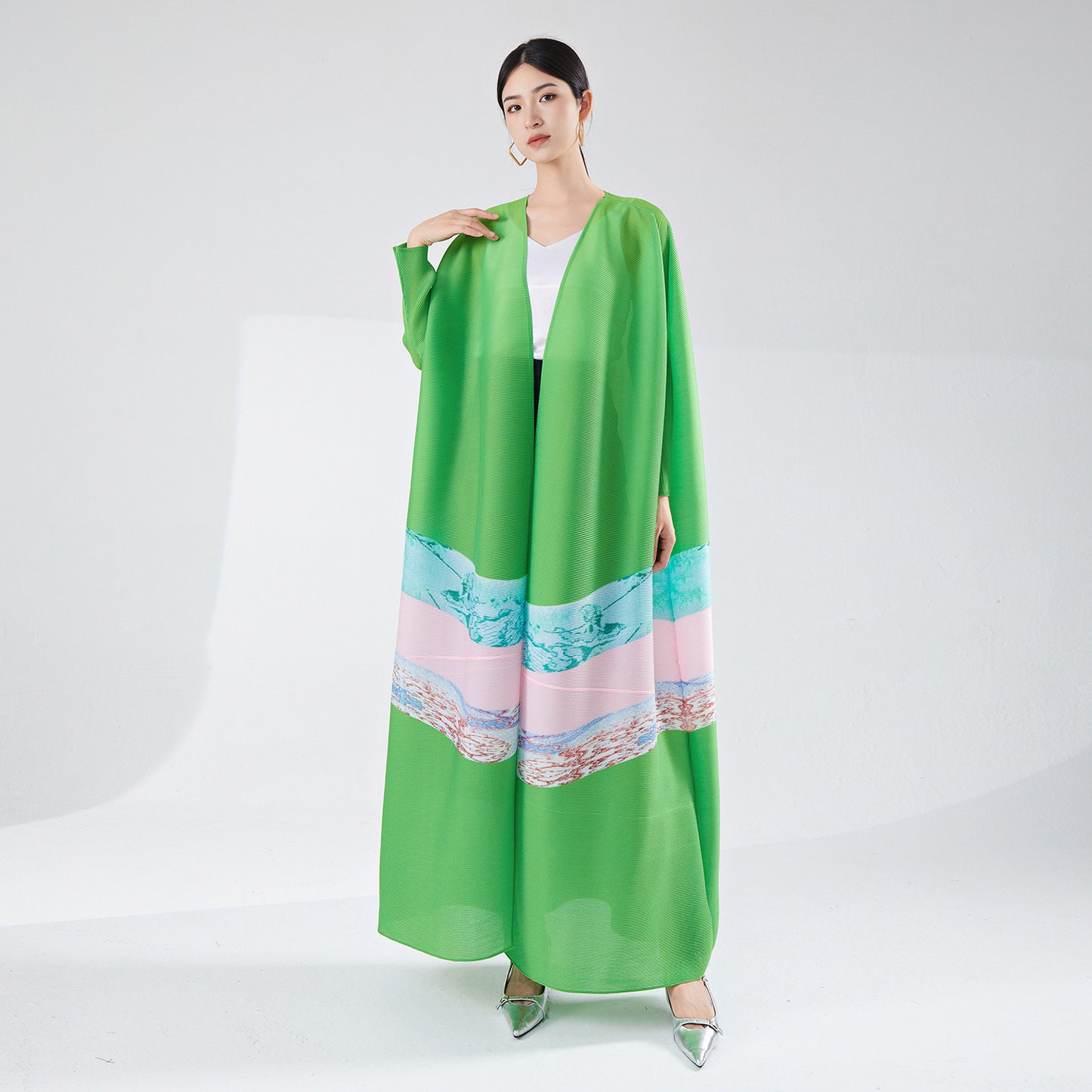 Printed Open Front Abaya