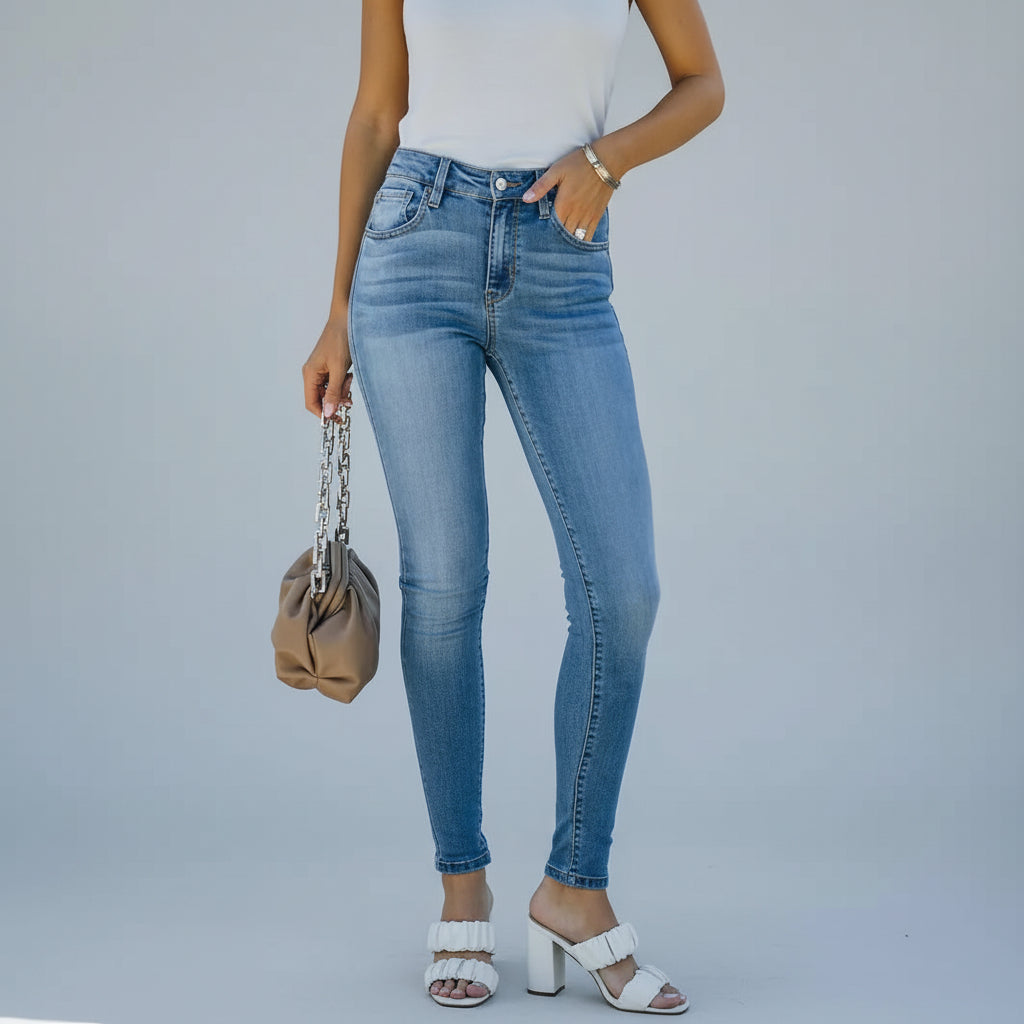 Skinny Stretch Faded Denim Jeans
