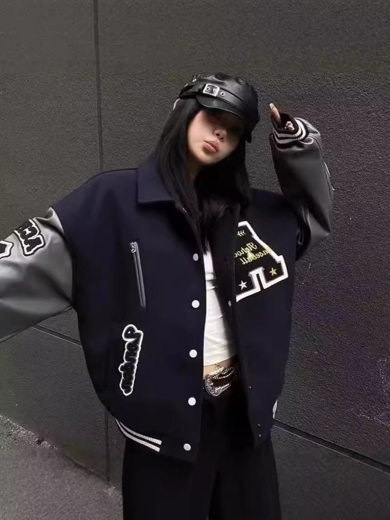 Vintage Oversized Embroidered Varsity Jacket