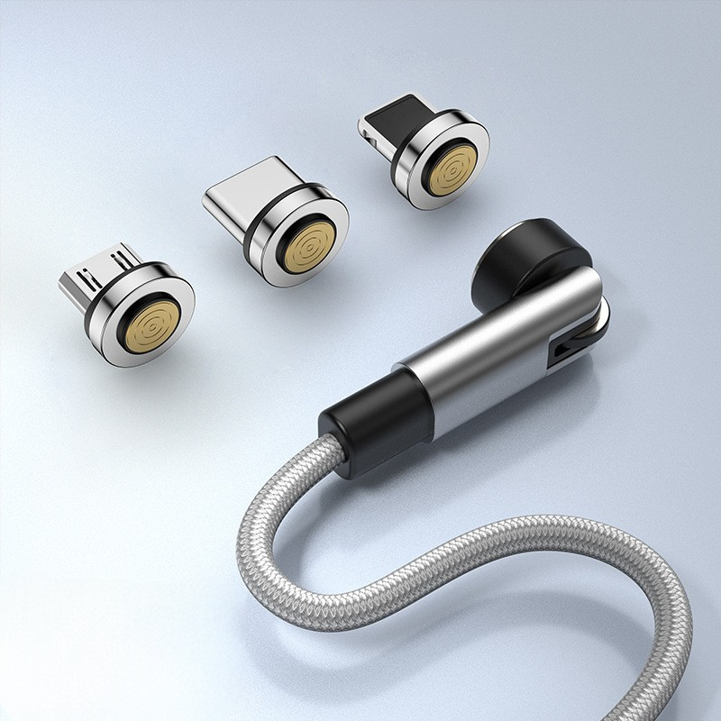 100W Super Fast 540° Rotating Magnetic Charging Cable for Type-C, Micro-USB, and Lightning