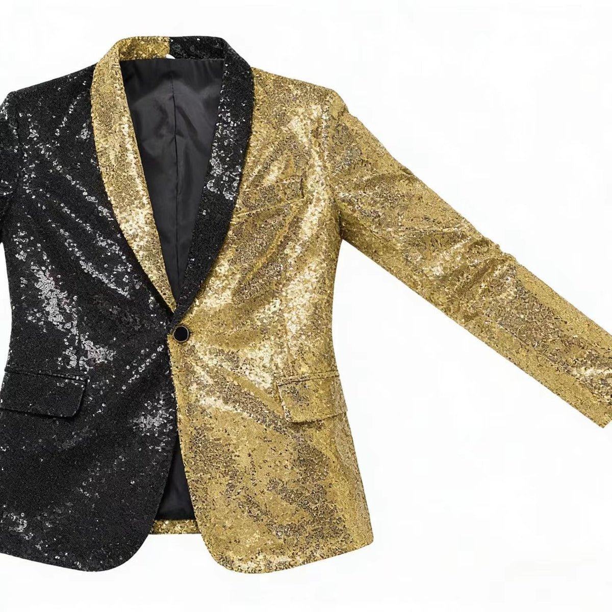 Men's Colorblock Split-Sequin Tuxedo Blazer