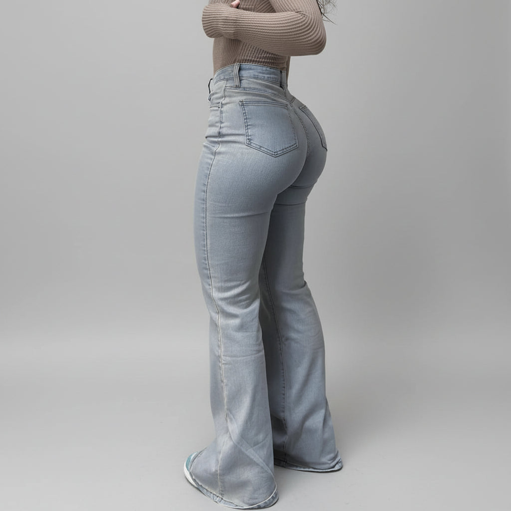 High-Waisted Stretch Flared Jeans