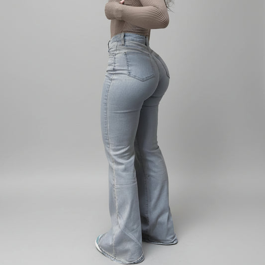 High-Waisted Stretch Flared Jeans