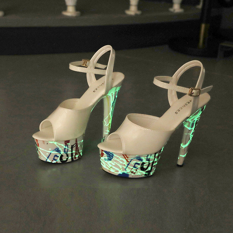 Fluorescent Luminous High-Heeled Sandals